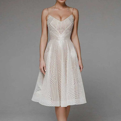 Robe Sans Manches Dos Nu À Encolure V Éblouissante Femme