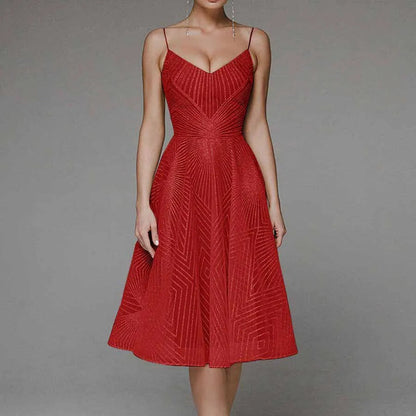Robe Sans Manches Dos Nu À Encolure V Éblouissante Femme