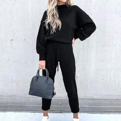 Ensemble Pull Doux À Col Rond Et Jogging Pour Femmes