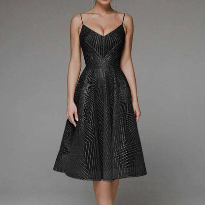 Robe Sans Manches Dos Nu À Encolure V Éblouissante Femme