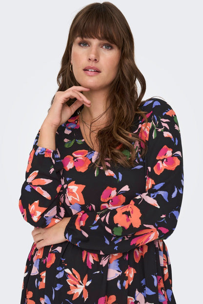 Robe CarAlma Noire Fleurie