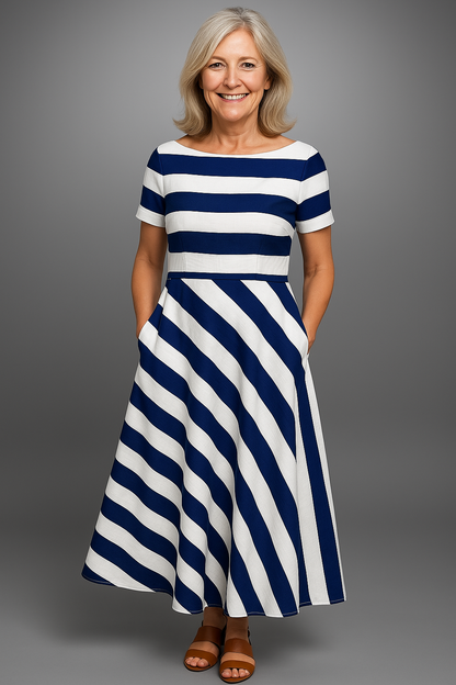 Natalia | Robe longue rayée artisanale