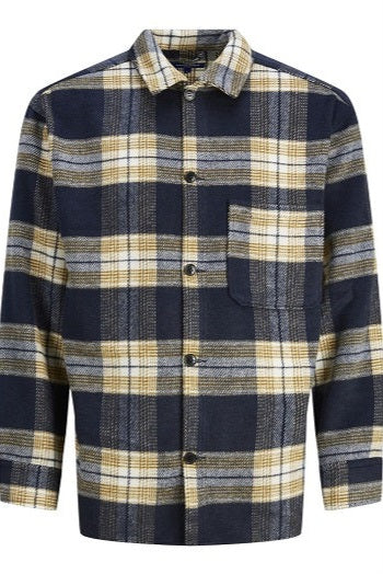 Chemise JORZAC CHECK OVERSHIRT LS JNR Bleu Marine/Camel