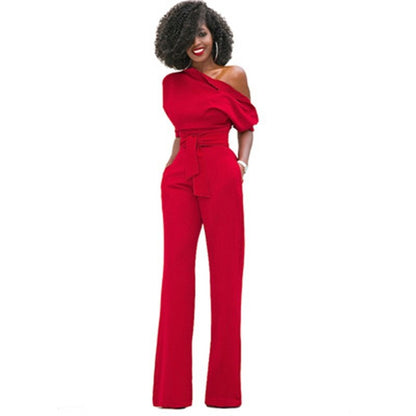 Combinaison Asymétrique Chic avec Ceinture pour Femme