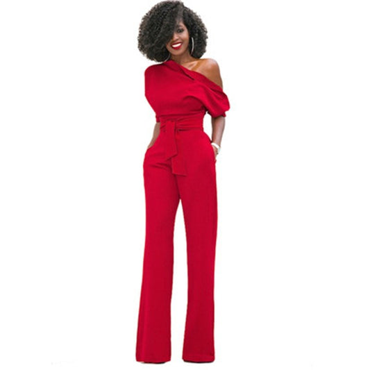 Combinaison Asymétrique Chic avec Ceinture pour Femme