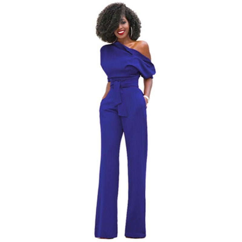 Combinaison Asymétrique Chic avec Ceinture pour Femme
