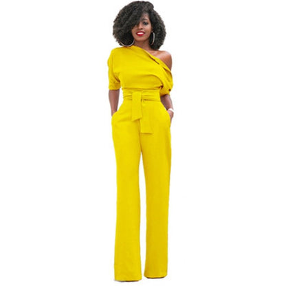 Combinaison Asymétrique Chic avec Ceinture pour Femme