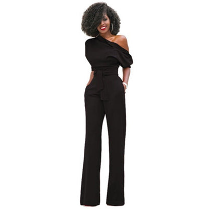 Combinaison Asymétrique Chic avec Ceinture pour Femme