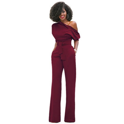 Combinaison Asymétrique Chic avec Ceinture pour Femme