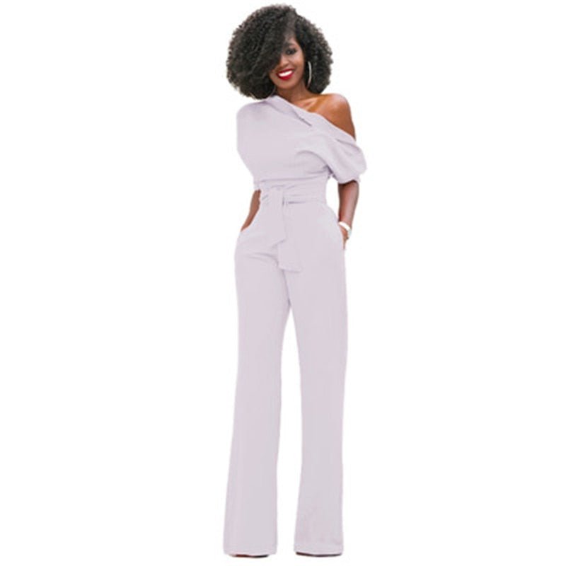 Combinaison Asymétrique Chic avec Ceinture pour Femme