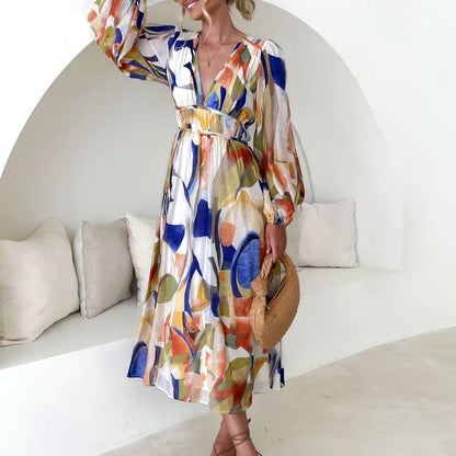 Pauline Laurent® | Robe longue bohème avec décolleté en V