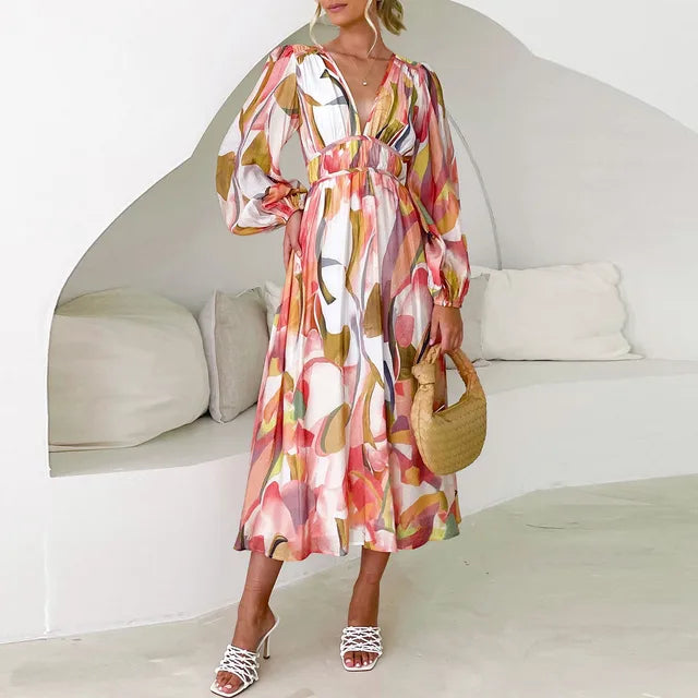 Pauline Laurent® | Robe longue bohème avec décolleté en V