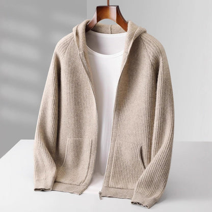 Sweat à capuche zippé en cachemire