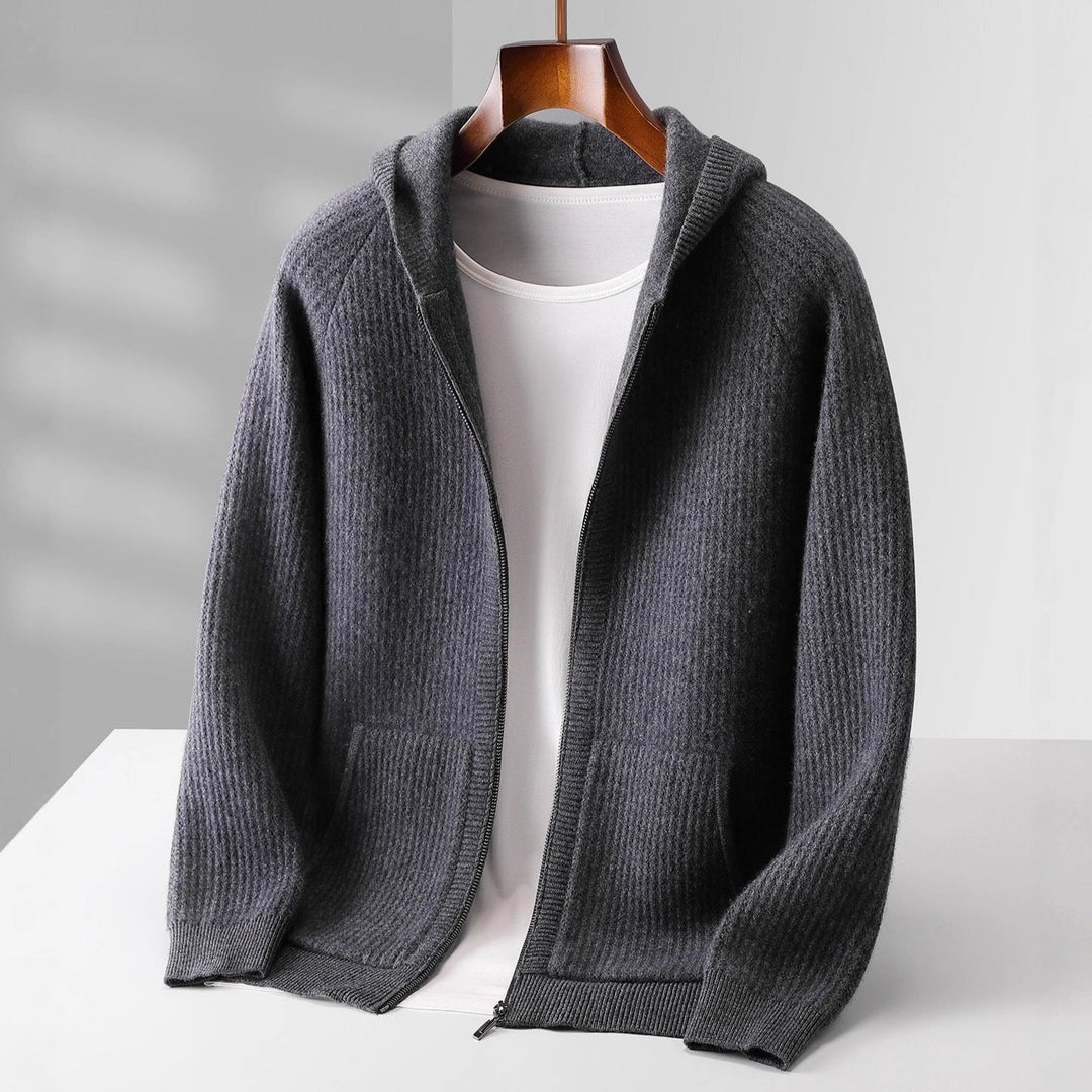 Sweat à capuche zippé en cachemire