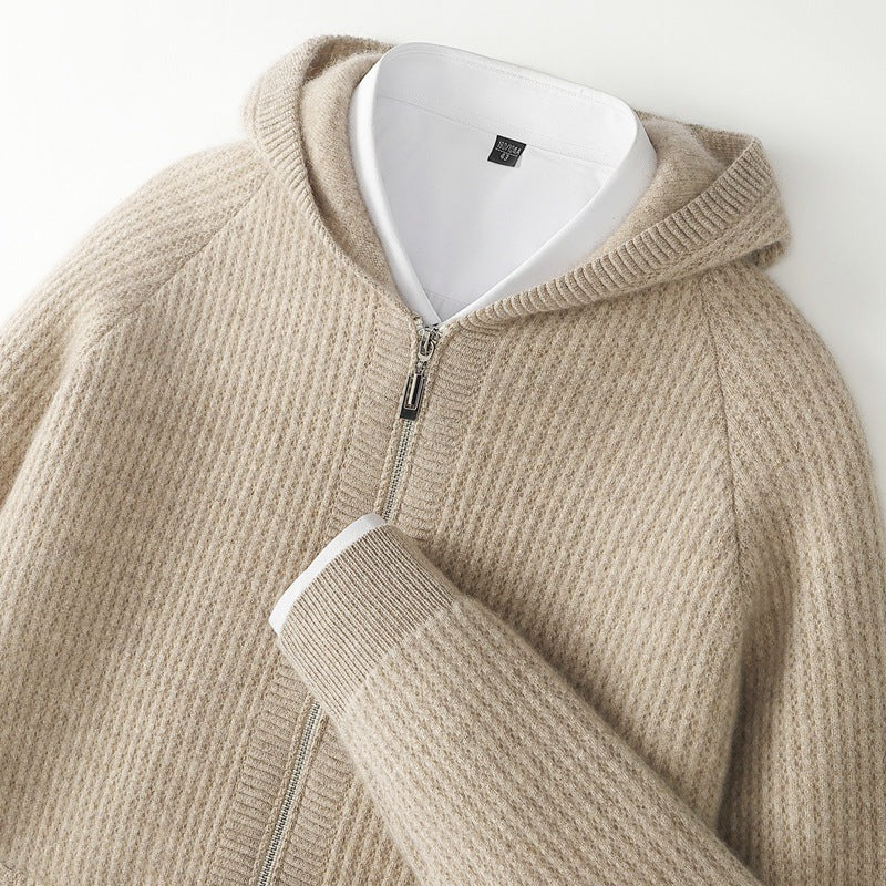 Sweat à capuche zippé en cachemire