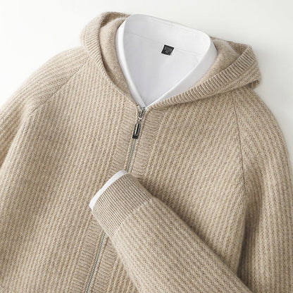 Sweat à capuche zippé en cachemire