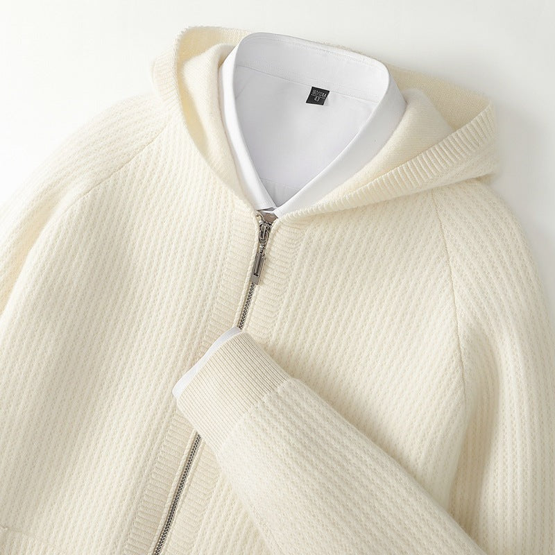 Sweat à capuche zippé en cachemire