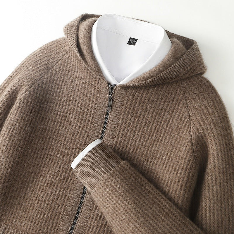 Sweat à capuche zippé en cachemire