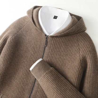 Sweat à capuche zippé en cachemire