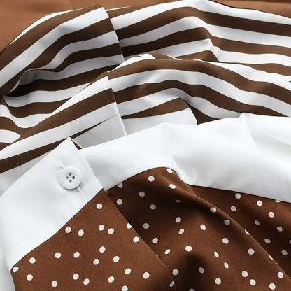 Robe Longue Ample Chic à Rayures avec Boutons Femme