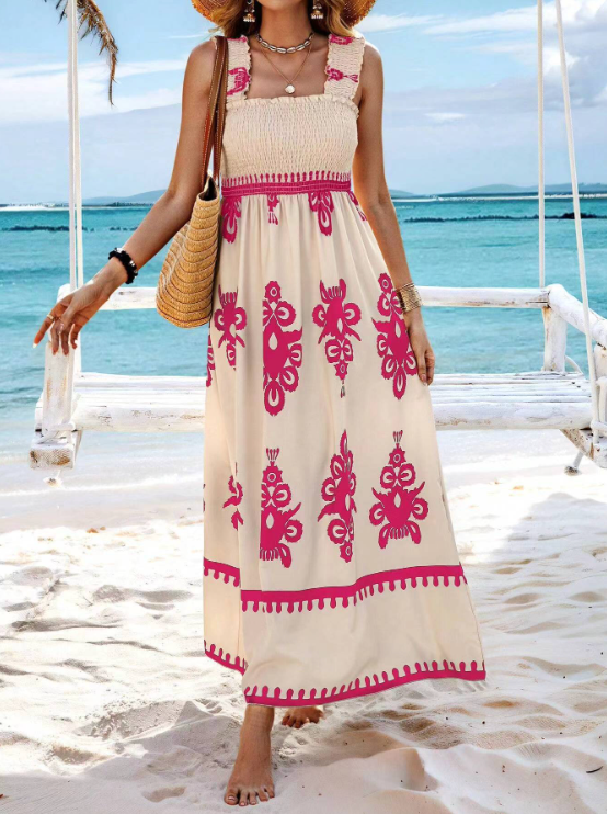 Robe Longue Chic Gracieuse Sans Manches à Motifs Floraux