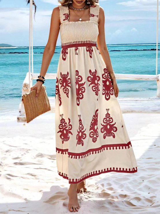 Robe Longue Chic Gracieuse Sans Manches à Motifs Floraux