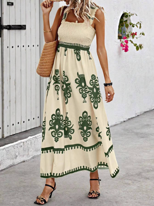 Robe Longue Chic Gracieuse Sans Manches à Motifs Floraux