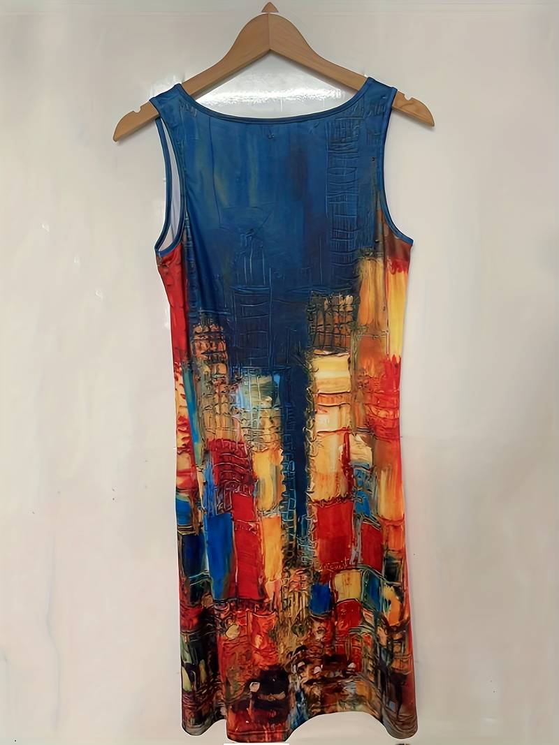 Robe Mini Sans Manches Tie Dye Imprimé pour Femme
