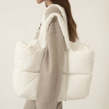Women's Simple And Soft Large Capacity Puff Down Jacket Cotton Clothing Cloud Tote Bag