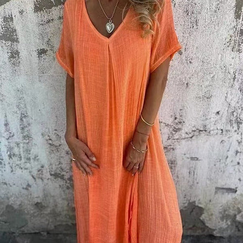 Fiorina™ - Robe Ample en Coton et Lin au Col V