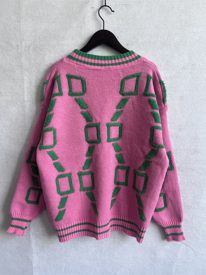 Aliza™ - Cardigan Tricot à Col V et Contrasté