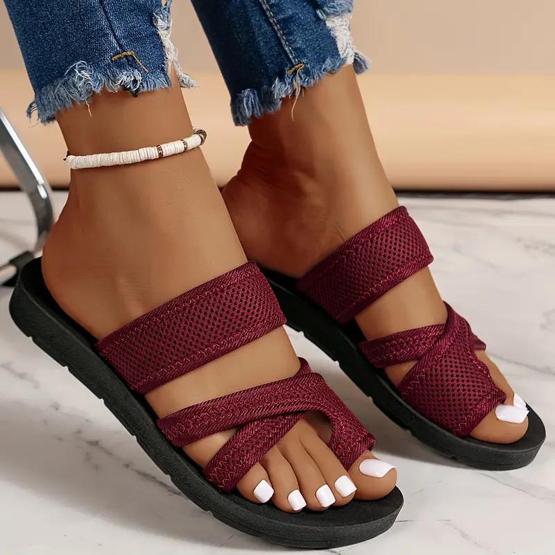 Chaussons Elégants à Brides Croisées Tissées pour Femmes