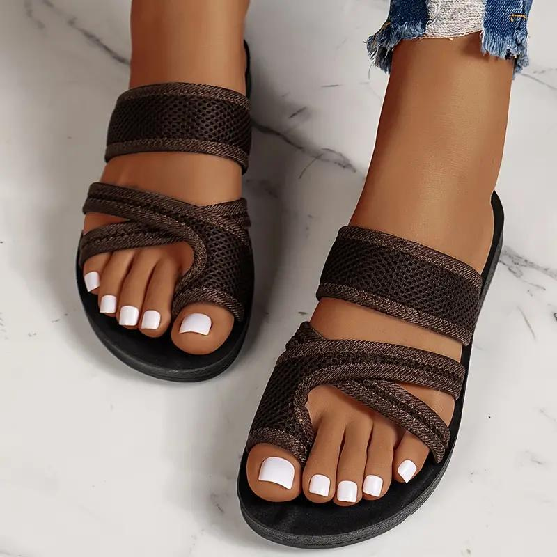 Chaussons Elégants à Brides Croisées Tissées pour Femmes