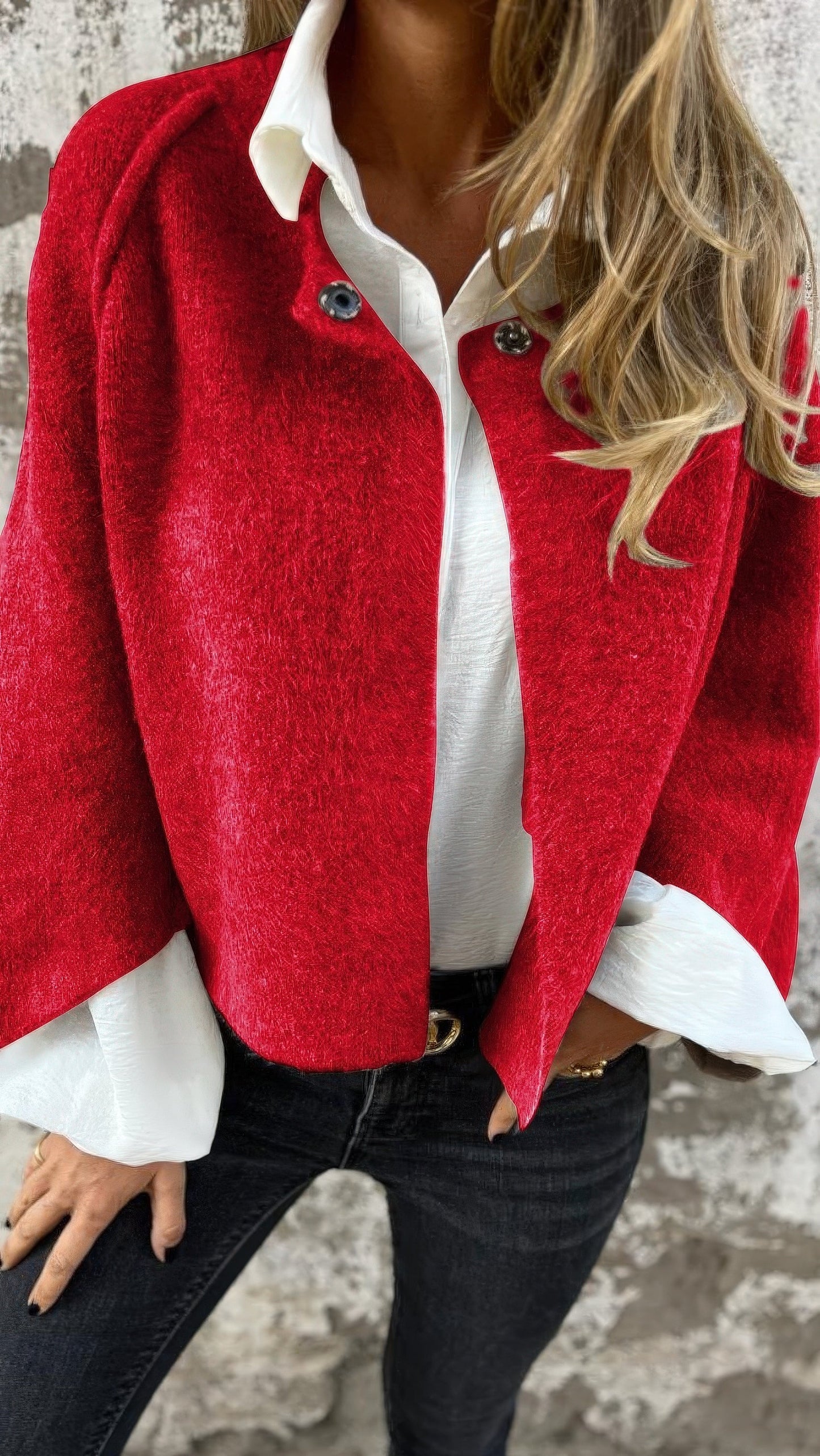 SYLVIA™ | Manteau de laine à col rond et manches longues