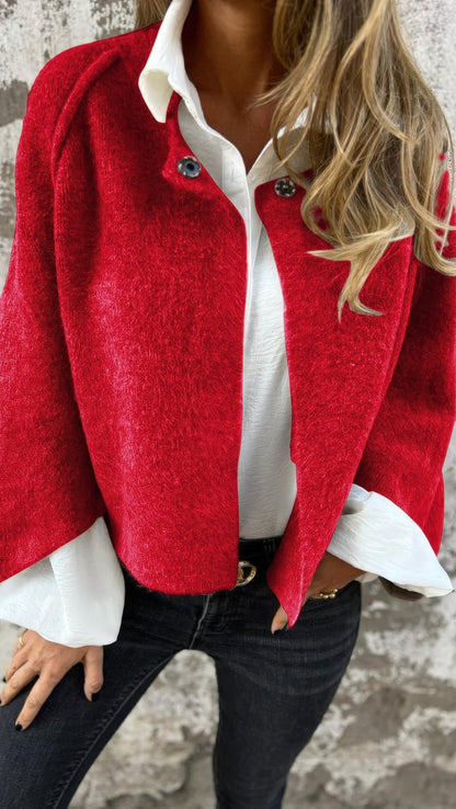 SYLVIA™ | Manteau de laine à col rond et manches longues