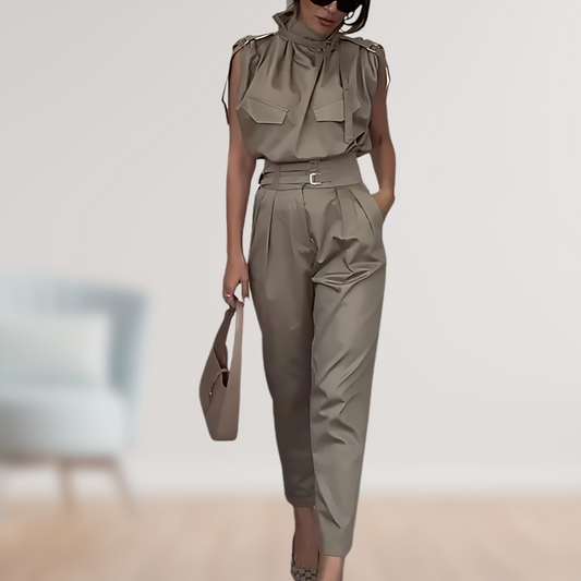 Ensemble Haut Sans Manches Avec Col Montant Et Pantalon pour Femme