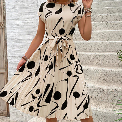 Allaine | Élégante robe midi plissée avec ceinture à la taille