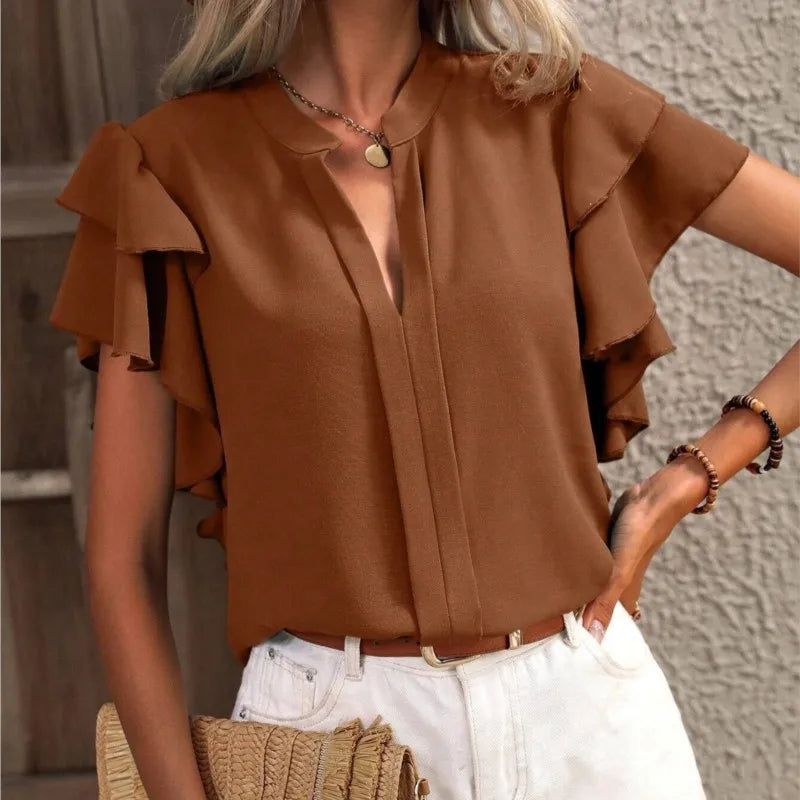 Amira | Blouse Chic avec Manches Décorées