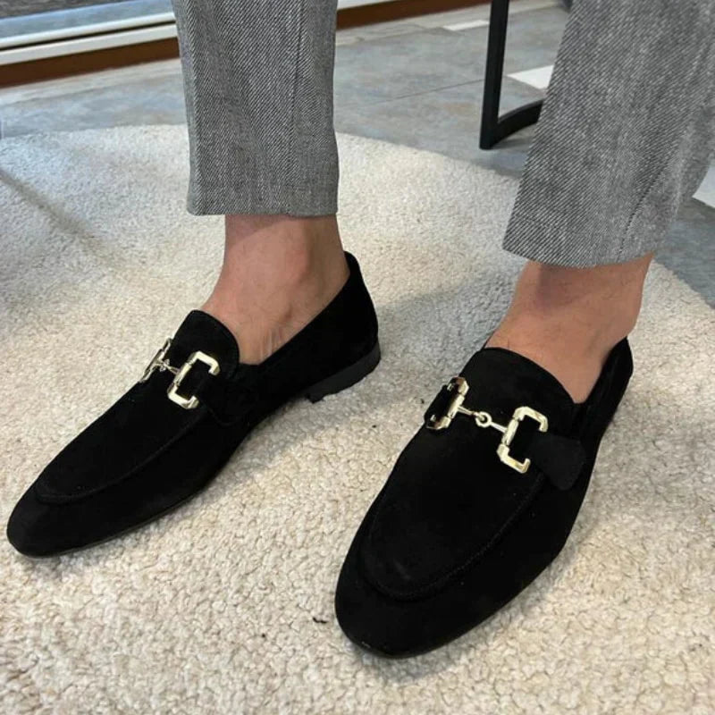 Mocassins Classiques en Daim avec Boucle Hommes