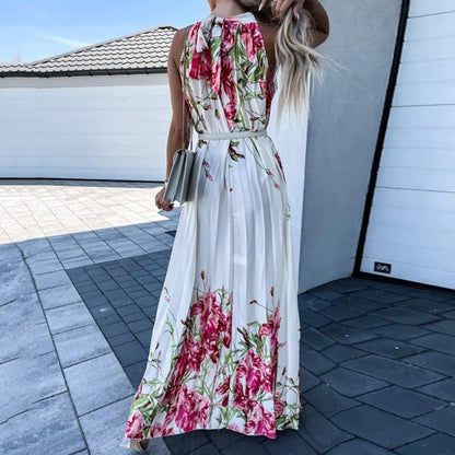 Pauline Laurent® | Maxi-robe fleurie à plis plissés