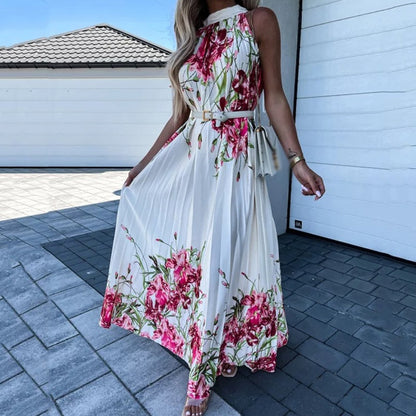 Pauline Laurent® | Maxi-robe fleurie à plis plissés