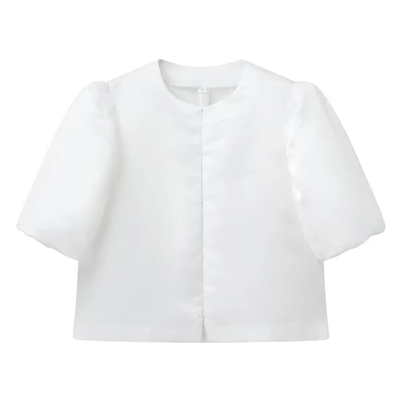 Océane Dubois® | Chemise élégante pour femme à manches courtes bouffantes