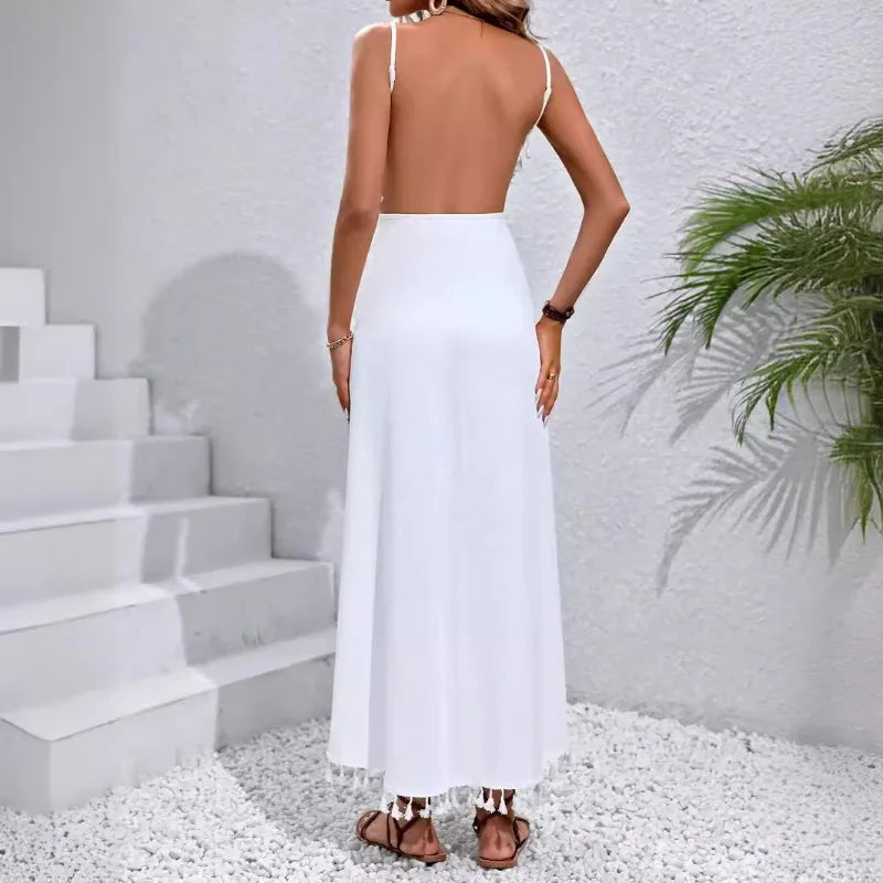 Robe Caribéenne Élégante à Dos Nu Sans Manches pour Femme