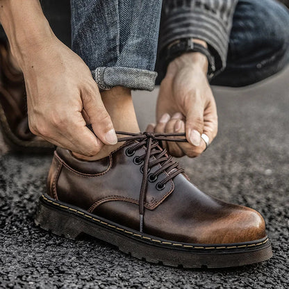 Bottes En Cuir À Lacets Rembourrées Pour Hommes