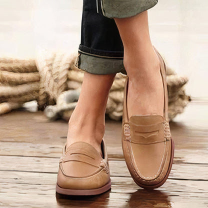 Chaussures Plates En Cuir Confortables Femme