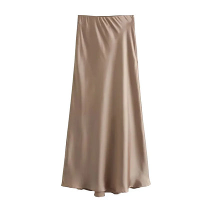 Drew | Jupe midi en satin classique au style luxueux