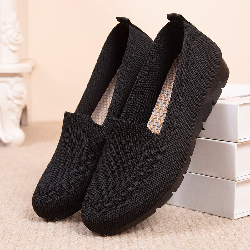 Chaussures Plates En Tricote Légère Élégantes Pour Femmes