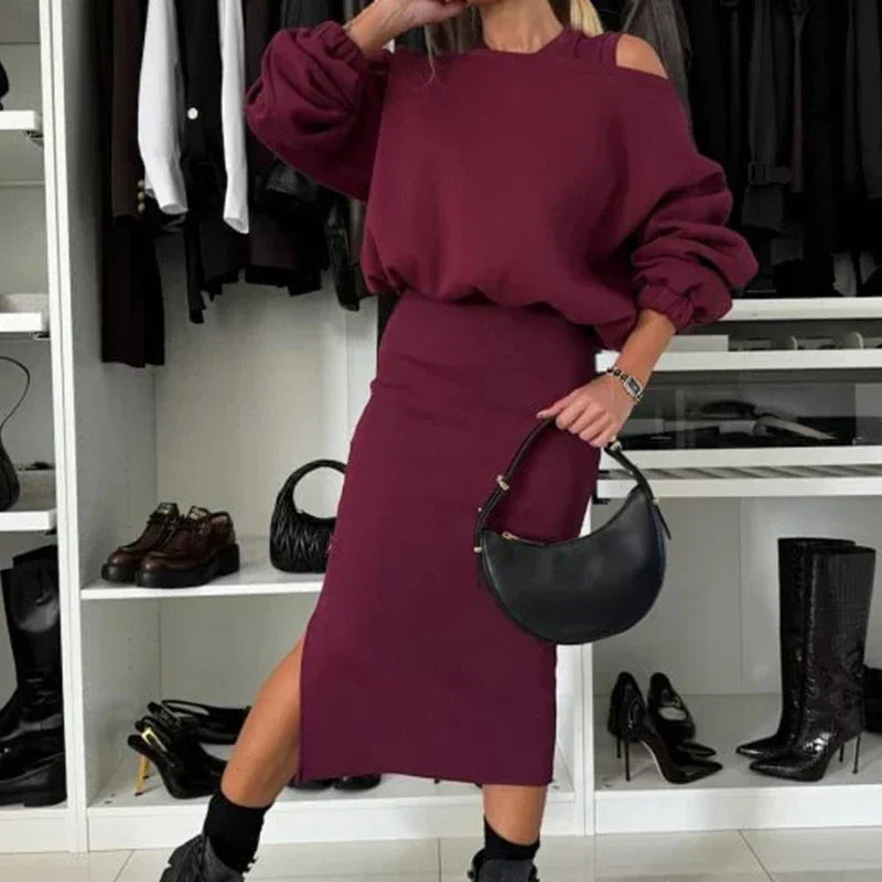 TRISHELLE - ENSEMBLE DE ROBE FENDUE CHIC URBAIN