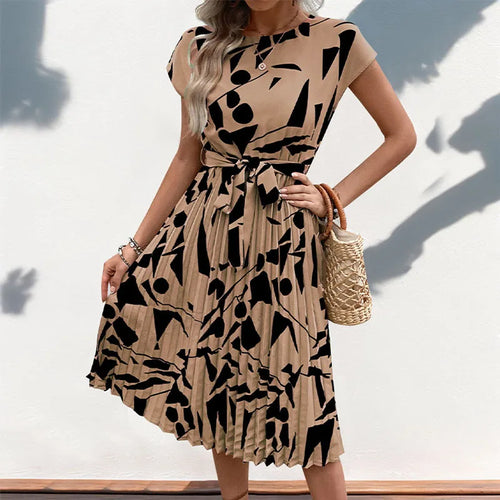 Allaine | Élégante robe midi plissée avec ceinture à la taille