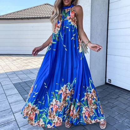 Pauline Laurent® | Maxi-robe fleurie à plis plissés